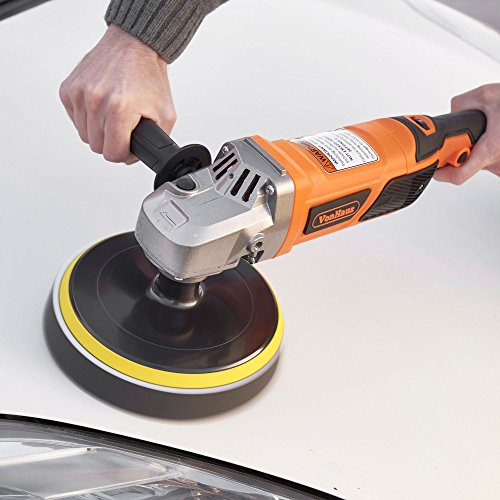 Vonhaus 7-Inch Rotary Polisher, 6 Variable Speeds and Accessory Kit, With 7 Polish/Buff/Smooth/Finish Pads - 10-Amp, 600-3000 RPM Ideal for Cars, Boats, Wood, Metal, Tiles, Plastic, Vehicles