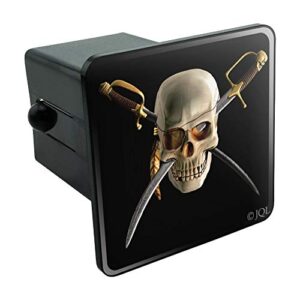 pirate skull crossed swords patch tow trailer hitch cover plug insert