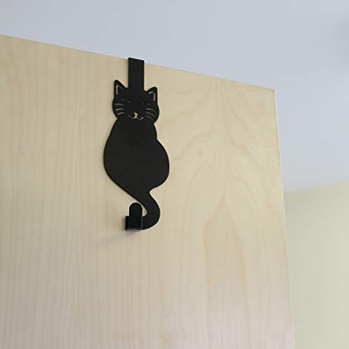 Evelots 2 Pack Over The Door Hook/Hanger-Coat/Jacket Organizer, Towel Holder, Kitty Cat Shape-Black Iron-Holds 20 Lbs.