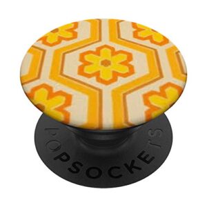 70s retro wallpaper yellow flowers floral print popsockets popgrip: swappable grip for phones & tablets