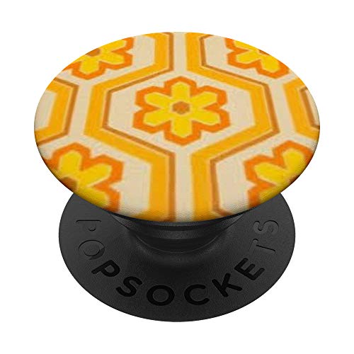 70s Retro Wallpaper Yellow Flowers Floral Print PopSockets PopGrip: Swappable Grip for Phones & Tablets