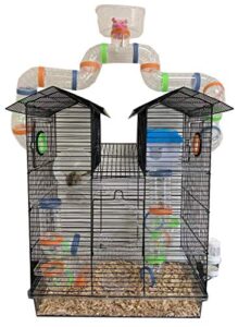 new 3 level sparkle clear transparent syrian hamster mice mouse rat cage with large top running ball