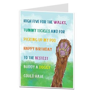 limalima birthday card from the dog for the owner lover quirky pet theme perfect for men women mum dad & husband wife quirky funny design