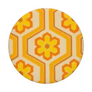 70s Retro Wallpaper Yellow Flowers Floral Print PopSockets PopGrip: Swappable Grip for Phones & Tablets