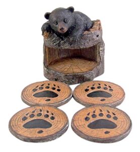 black bear coaster holder with 4 coaster set