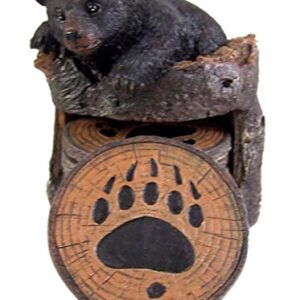 Black Bear Coaster Holder With 4 Coaster Set