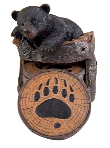 Black Bear Coaster Holder With 4 Coaster Set