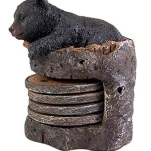 Black Bear Coaster Holder With 4 Coaster Set