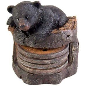 Black Bear Coaster Holder With 4 Coaster Set