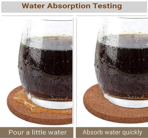 WIDROO 16 Pack Absorbent Cork Coasters Round Edge with Holder – Premium Coaster Set 4 inches – Perfect to Protect Your Furniture, Heat Resistant – Best for Cold Drinks, Wine Glasses, Cups & Mugs