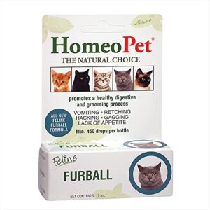 homeopet feline furball, natural hairball support, 15 milliliters