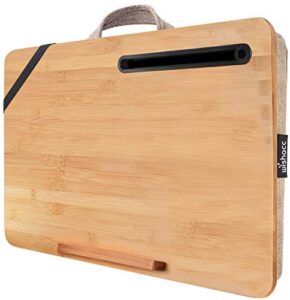 oversized lap desk,wishacc portable bamboo lap desk tray for home office (fits up to 17.3” laptop)
