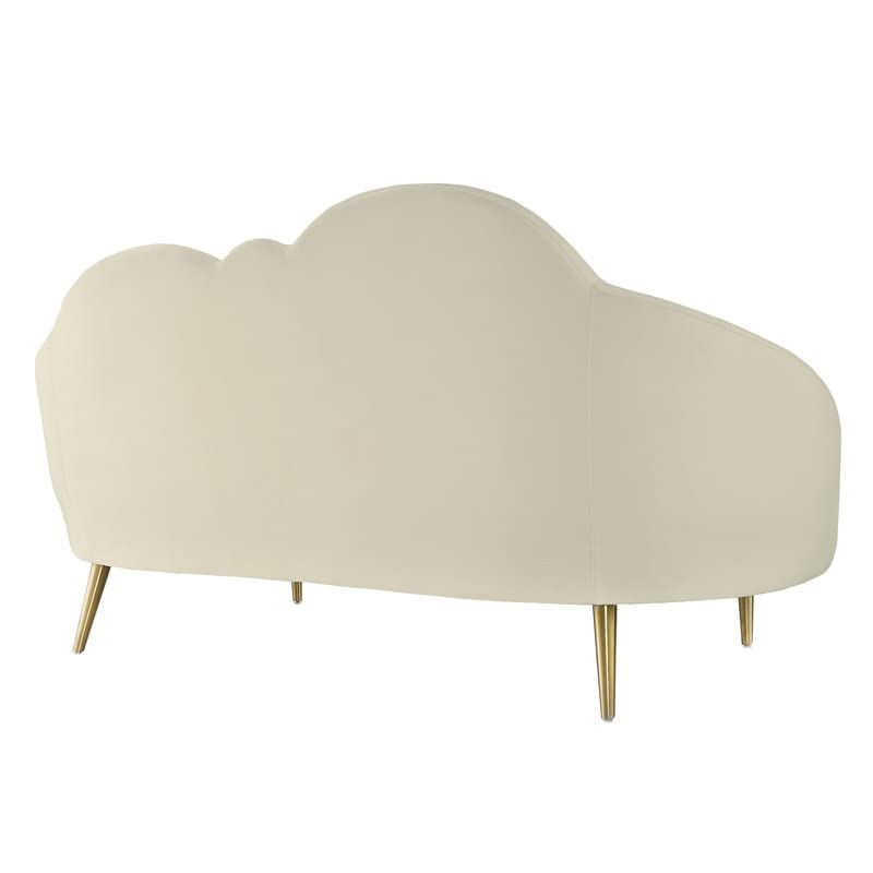 TOV Furniture The Cloud Collection Modern Velvet Upholstered Living Room Settee, Cream