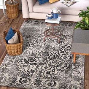 Well Woven Sydney Vintage Sheffield Grey Traditional Oriental Distressed Area Rug 3'3" x 4'7"