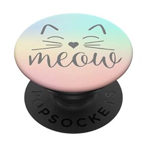 meow cute cat face funny costume gadget for cat lovers popsockets popgrip: swappable grip for phones & tablets
