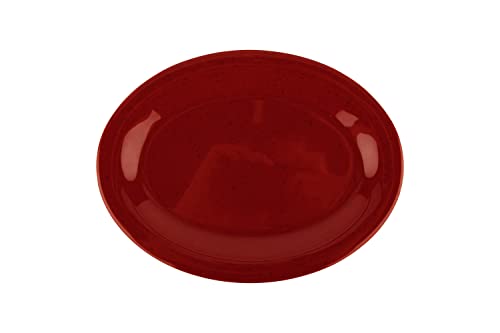 G.E.T. OP-950-RSP-EC Melamine Oval Serving Platter / Dinner Plate, 9.75" x 7.25", Red (Set of 4)