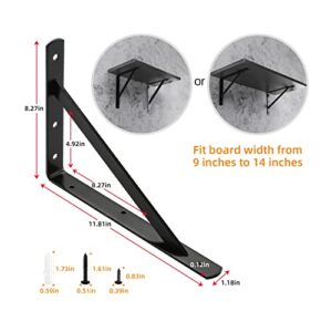 HOME MASTER HARDWARE Heavy Duty Shelf Brackets 12 inch x 8 inch Metal Shelves Supports 90 Degree Triangle Wall Mount Angle L Bracket for Floating Shelving with Screws Black 10-Pack