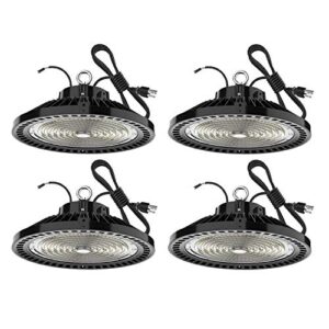 jomitop 200 watt ufo high bay led lights, dimmable 30000 lumen, 800w hps or mh bulbs equivalent, 5000k bright white, industrial highbay light, warehouse light fixture, ac 90-277v 4pack