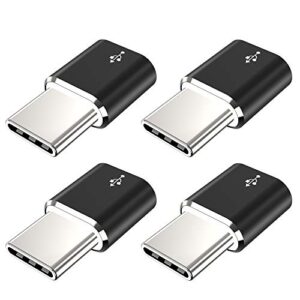 jxmox usb type c adapter (4-pack), micro usb female to usb c male fast charging connector compatible with samsung galaxy s20 s10 s9 s8 plus,note 9 8,a10 a20 a51,lg v35 v30 g7 g6,usb c charger (black)