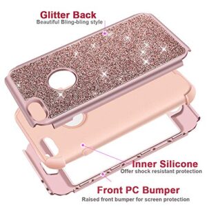 Hython Compatible with iPhone 6/6s Case, Heavy Duty Full-Body Defender Protective Case Bling Glitter Sparkle Hard Shell Hybrid Shockproof Rubber Bumper Cover for iPhone 6 and 6s 4.7-Inch, Rose Gold