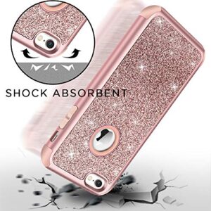 Hython Compatible with iPhone 6/6s Case, Heavy Duty Full-Body Defender Protective Case Bling Glitter Sparkle Hard Shell Hybrid Shockproof Rubber Bumper Cover for iPhone 6 and 6s 4.7-Inch, Rose Gold