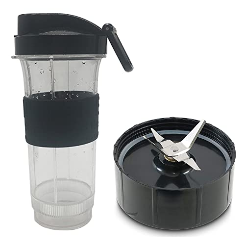 joystar Replacement 22oz Cup and Extractor Blade with to go lid Replacement Set - Large Accessory Part Compatible with Original Magic Bullet Blender MB 1001 /MB 1001B/MBR-1701 /MBR-1702 /MBR-1101