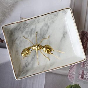 Marble Ceramic Jewelry Tray Ring Dish Ring Holder Display Organizer with Golden Edged Wedding Valentine's Day Housewarming Gift