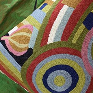 Kashmir Designs Hundertwasser Modern Pillow Cover | Beloved Gardens | Modern Outdoor Pillows | Abstract Couch Cushion| Modern Farmhouse Pillows | Mid Century Chair Cushions | Handmade Wool Size 18x18