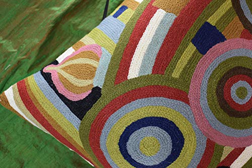 Kashmir Designs Hundertwasser Modern Pillow Cover | Beloved Gardens | Modern Outdoor Pillows | Abstract Couch Cushion| Modern Farmhouse Pillows | Mid Century Chair Cushions | Handmade Wool Size 18x18