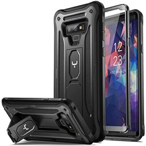 youmaker kickstand case for galaxy note 9, full body with built-in screen protector heavy duty protection shockproof rugged cover for samsung galaxy note 9 6.4 inch - black