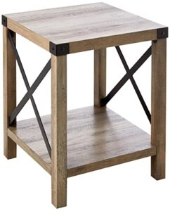 walker edison sedalia modern farmhouse metal x side table, 18 inch, grey wash