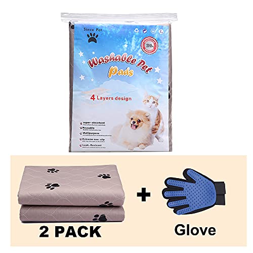 Washable Dog Pee Pads with Puppy Grooming Gloves,Puppy Pads,Reusable Pet Training Pads,Large Dog Pee Pad,Waterproof Pet Pads for Dog Bed Mat,Super Absorbing Whelping Pads