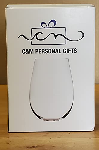 C & M Personal Gifts Buddha Engraved Stemless Wine Glass (Pack of 1) –Yoga Wine Glass, Let that Sh** Go Funny Glass, 17 Oz Glass Gift for Him or Her, Made in USA