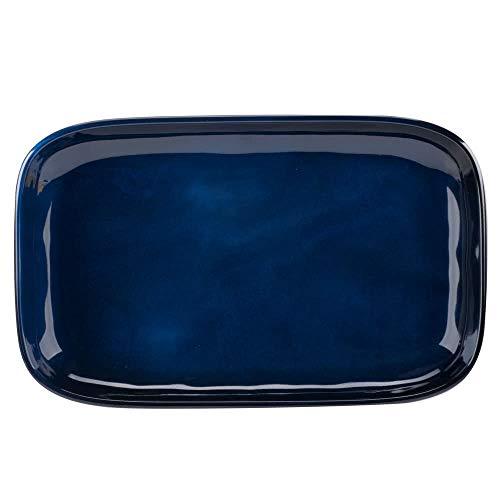 G.E.T. CS-117-CSB-EC Melamine Rectangular Serving Platter, 12" x 7.5", Blue (Set of 4)