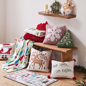 Levtex Home Merry & Bright Collection - Santa Claus Lane - Decorative Pillow (18X18in.) - Santa - Red, White, Black and Grey