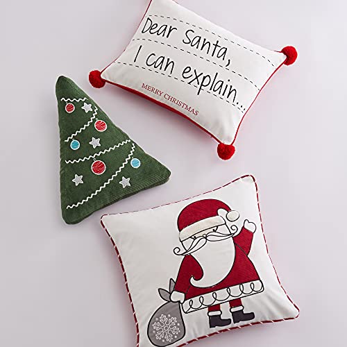 Levtex Home Merry & Bright Collection - Santa Claus Lane - Decorative Pillow (18X18in.) - Santa - Red, White, Black and Grey