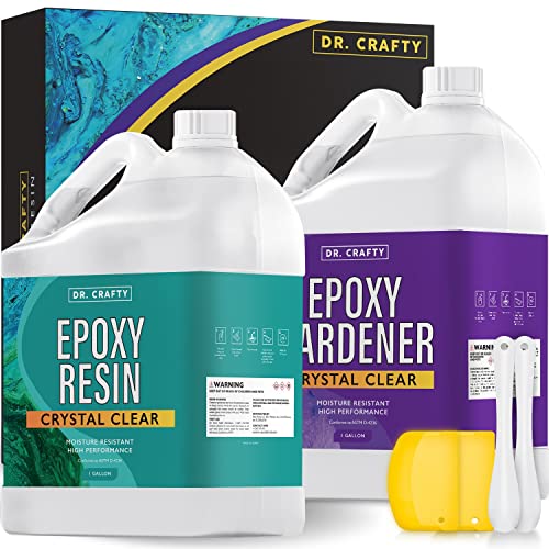 DR CRAFTY Clear Epoxy Resin - Epoxy Casting Resin Kit - Clear Epoxy Resin for Resin Molds, Table Top, Art Resin, Craft, Jewelry Casting, DIY, Tumblers & Wood - 2 Part Resin Kit, 2 Gallon