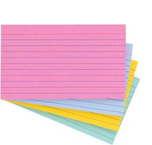 emraw ruled colored index card plain back 3”x5” – for school, home & office (pack of 200 count)
