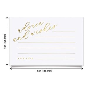 Bliss Collections Advice and Wishes Cards, Gold Foil, Perfect for: Bridal Showers, Wedding, Baby Shower, Graduation Party, Retirement, Words of Wisdom, 4"x6" Heavyweight Cards (50 Cards)