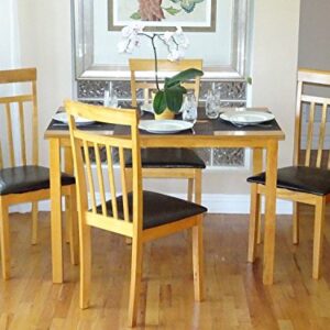 Dining Kitchen Set of 5 Rectangular Dining Table and 4 Side Warm Chairs Wood, Maple