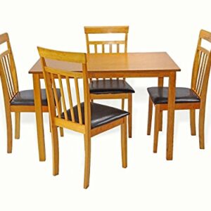 Dining Kitchen Set of 5 Rectangular Dining Table and 4 Side Warm Chairs Wood, Maple