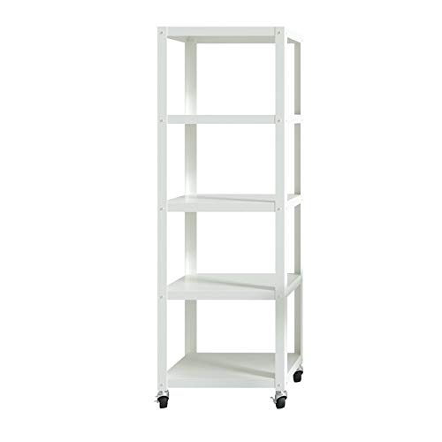 Hirsh SOHO 72" High 5 Shelf Open Rolling Metal Bookcase in White