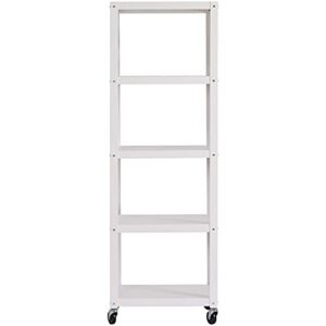 Hirsh SOHO 72" High 5 Shelf Open Rolling Metal Bookcase in White