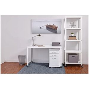 Hirsh SOHO 72" High 5 Shelf Open Rolling Metal Bookcase in White