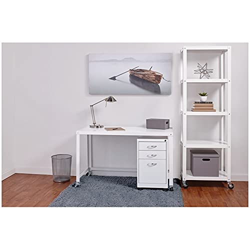 Hirsh SOHO 72" High 5 Shelf Open Rolling Metal Bookcase in White