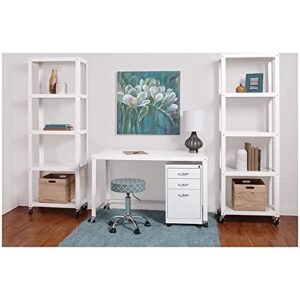 Hirsh SOHO 72" High 5 Shelf Open Rolling Metal Bookcase in White