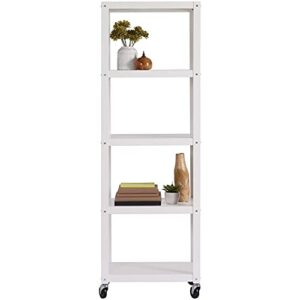 Hirsh SOHO 72" High 5 Shelf Open Rolling Metal Bookcase in White