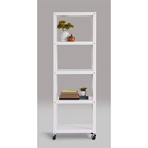 Hirsh SOHO 72" High 5 Shelf Open Rolling Metal Bookcase in White