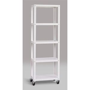 Hirsh SOHO 72" High 5 Shelf Open Rolling Metal Bookcase in White