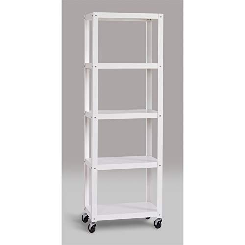 Hirsh SOHO 72" High 5 Shelf Open Rolling Metal Bookcase in White